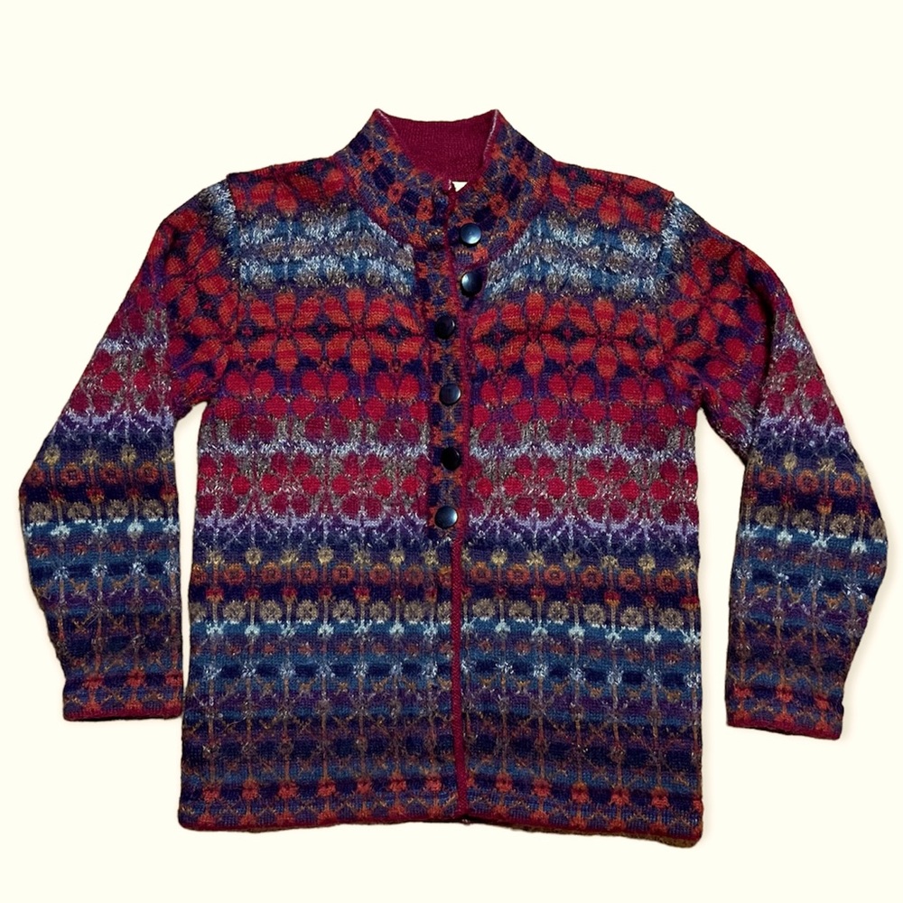 Intiwara Alpaca Multicolor Cardigan Sweater Sz S